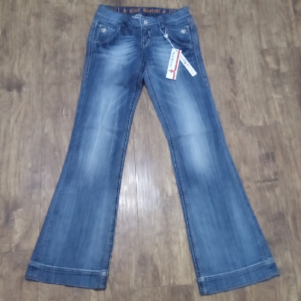 Rock Revival NWT Women's 26 Wide Leg Elizabeth Flap Pockets